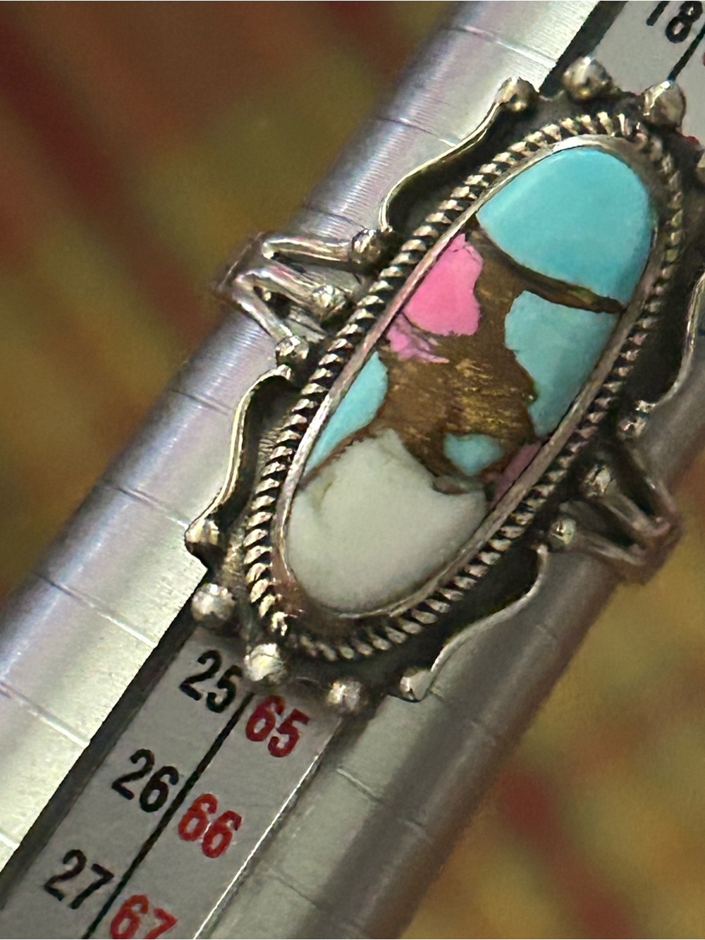 Sterling Silver Cotton Candy Turquoise Ring - Picture 6 of 7